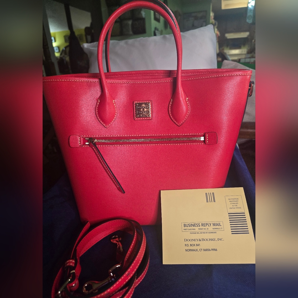 Dooney & Bourke Cherry Red Satchel w/ Strap - New With Original Dust Bag